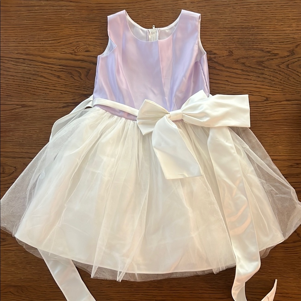 Little girls Lavender and White Tulle Dress with Bow